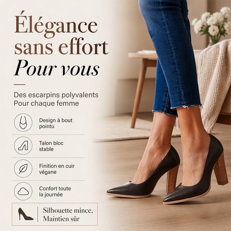 Escarpins femme à talons hairs épais et bout pointu élégants