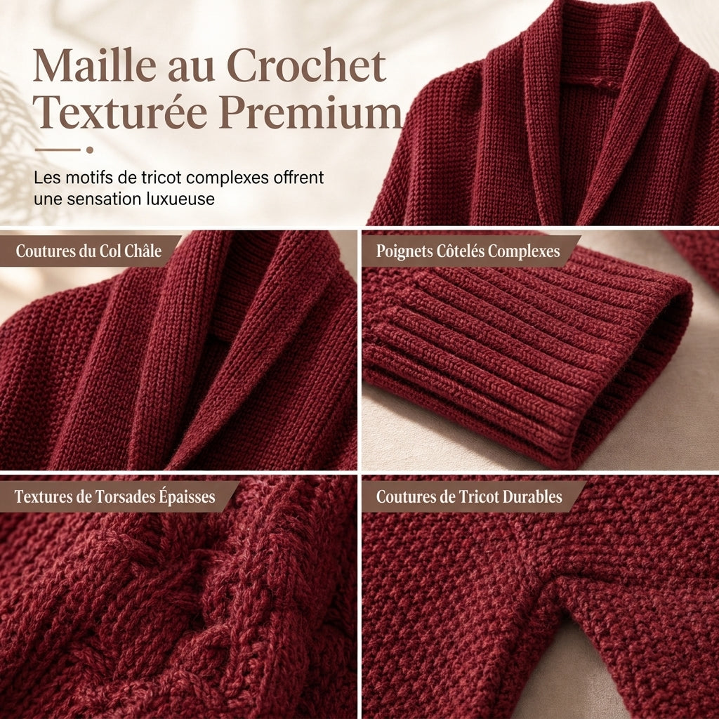 Cardigan en maille femme à manches chauve-souris oversized, avec col châle ouvert, pour l'automne et l'hiver