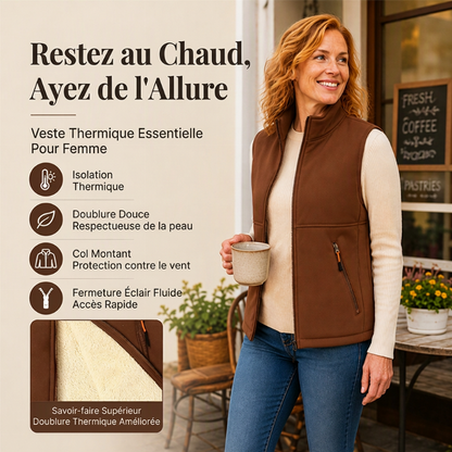 Gilet thermique d'hiver à col montant pour femme