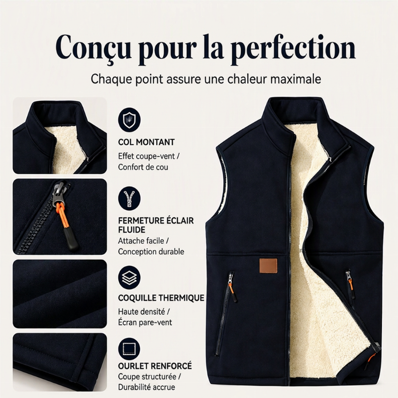 Gilet thermique d'hiver à col montant pour femme