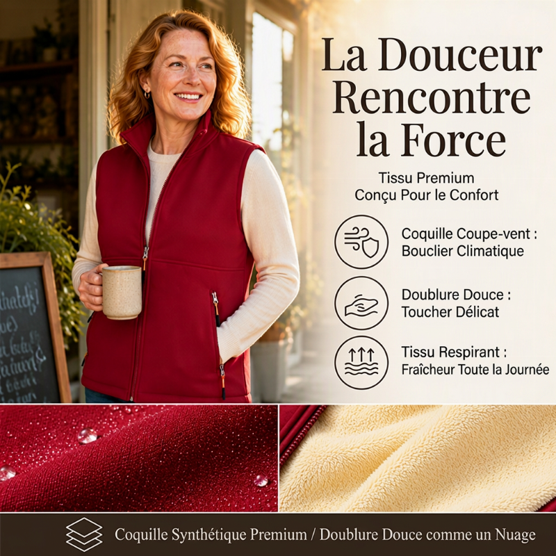 Gilet thermique d'hiver à col montant pour femme