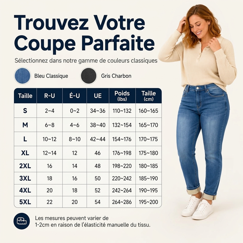 Jeans décontractés extensibles à taille haute pour femme