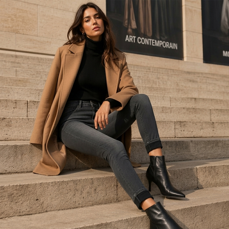 Jeans décontractés extensibles à taille haute pour femme