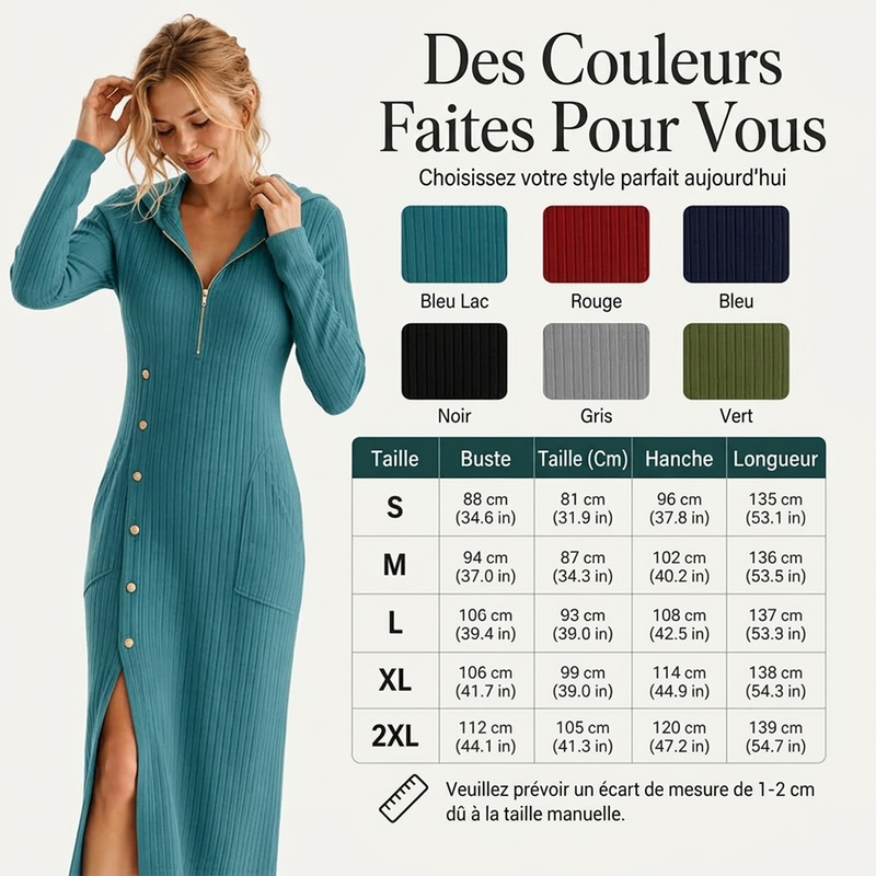 Robe longue à capuche en maille côtelée décontractée pour femme