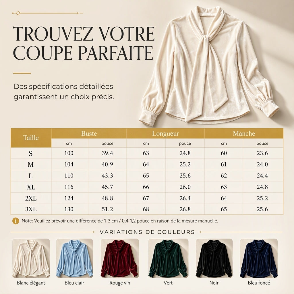 T-shirt en velours à manches longues pour femme avec design à ruban