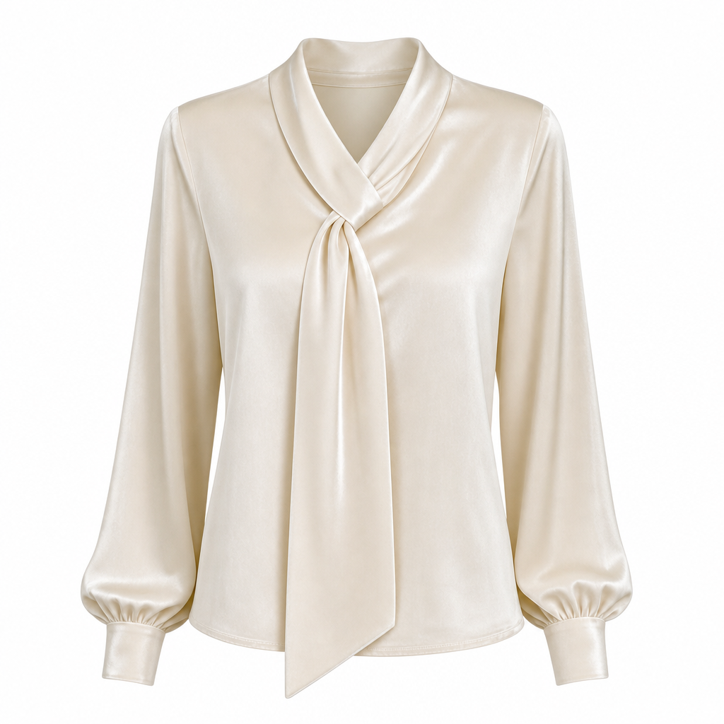 T-shirt en velours à manches longues pour femme avec design à ruban