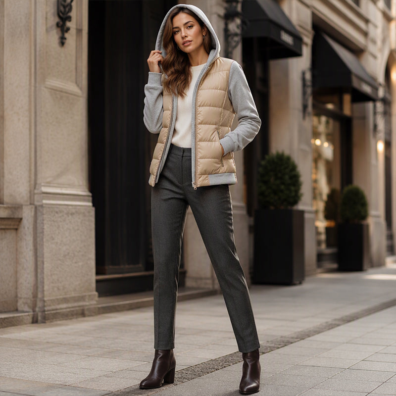 👜 -50 % sur toute la mode femme ! ✨Veste matelassée à capuche et blocs de couleur pour femme