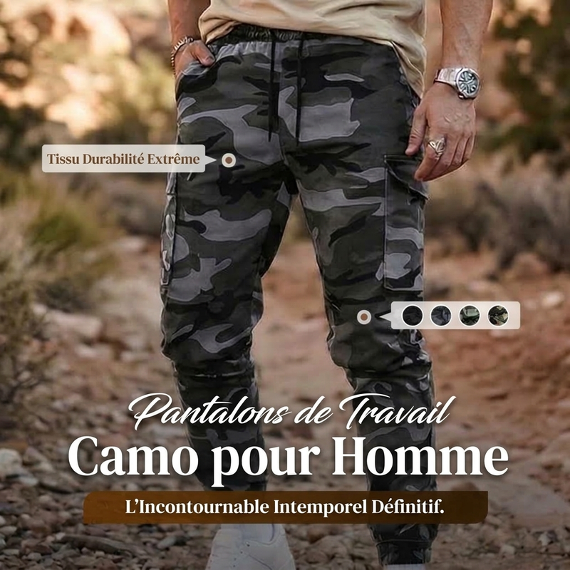 Pantalon de travail décontracté à motif camouflage