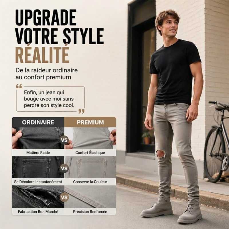 Jean slim déchiré tendance pour homme