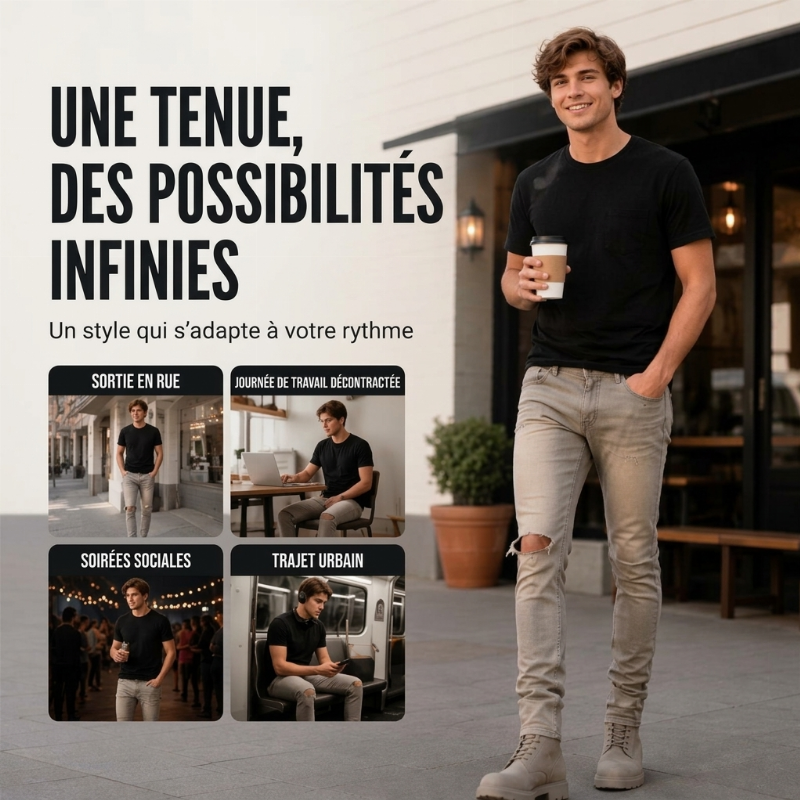 Jean slim déchiré tendance pour homme