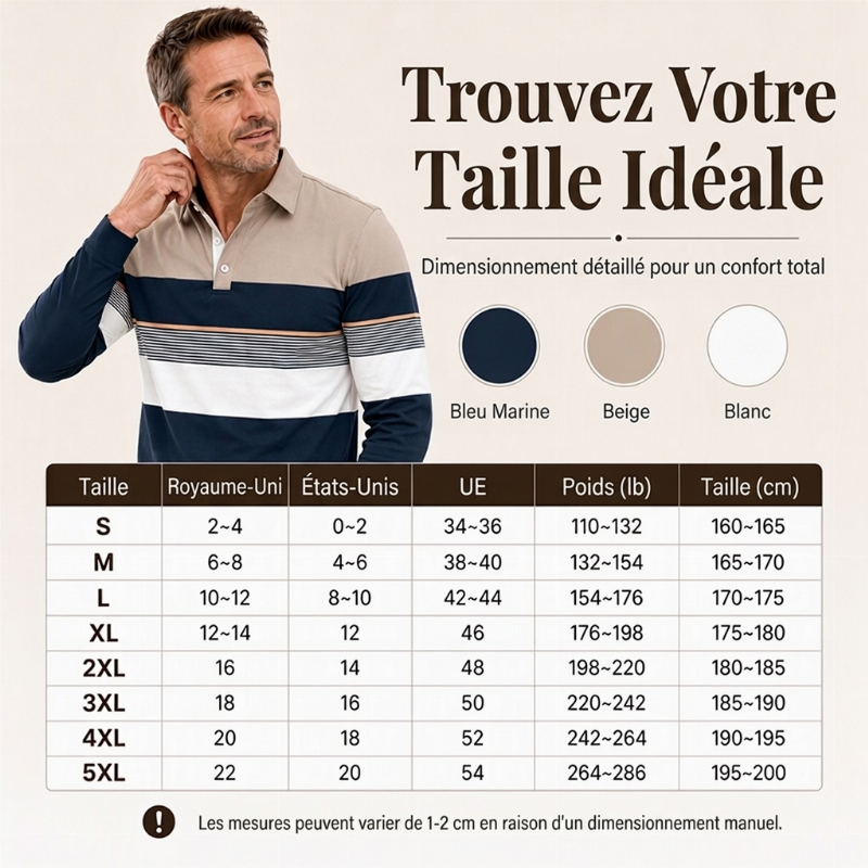 Haut rayé à bloc de couleurs classique pour homme