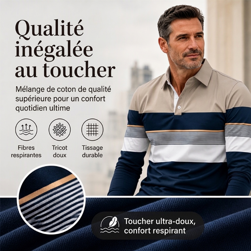 Haut rayé à bloc de couleurs classique pour homme
