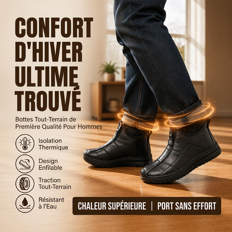 Chaussures de marche pour homme, à semelle antidérapante et doublure pelucheuse