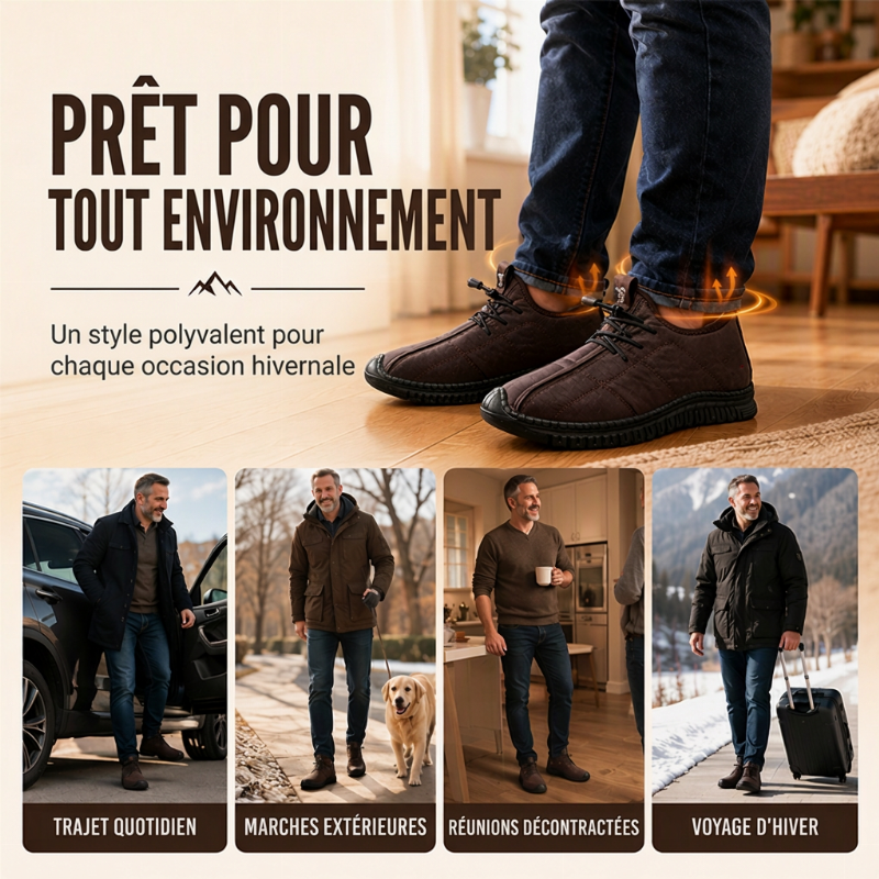 Chaussures de marche pour homme, à semelle antidérapante et doublure pelucheuse