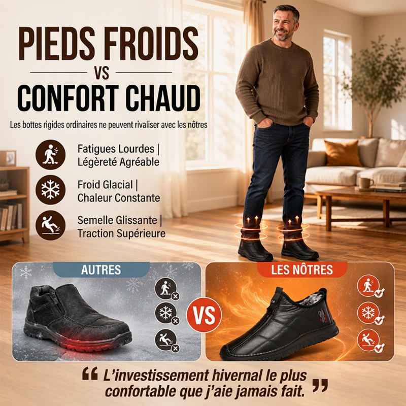 Chaussures de marche pour homme, à semelle antidérapante et doublure pelucheuse