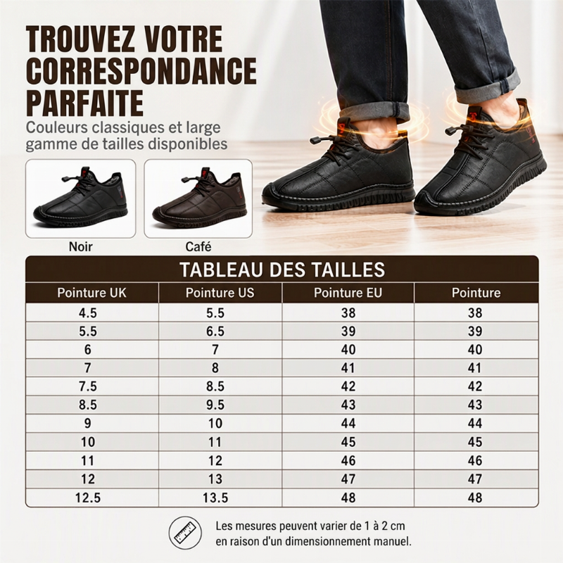Chaussures de marche pour homme, à semelle antidérapante et doublure pelucheuse