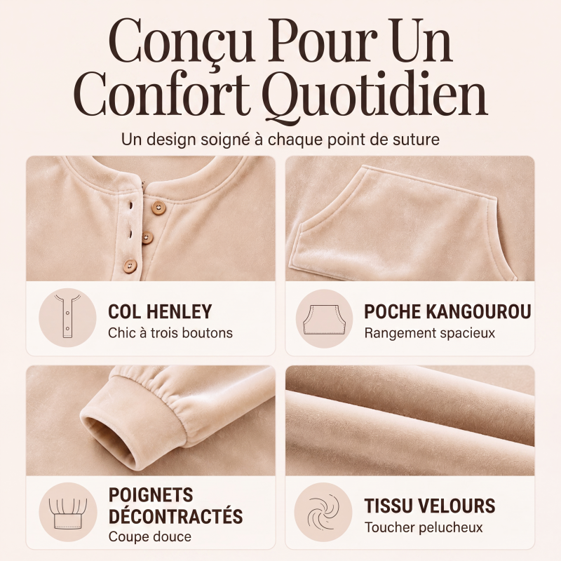 Sweat-shirt en velours doré pour femme