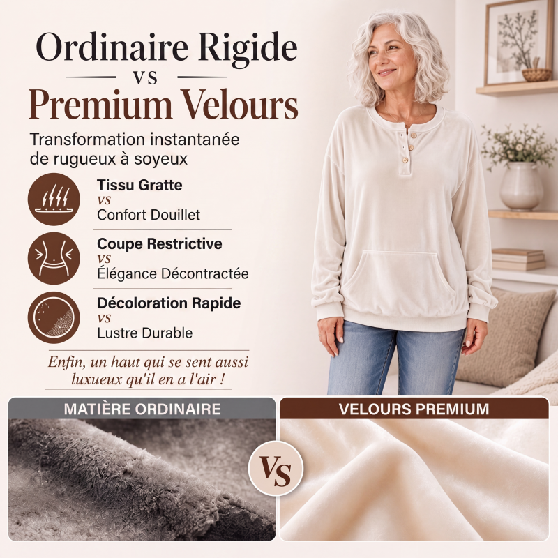 Sweat-shirt en velours doré pour femme