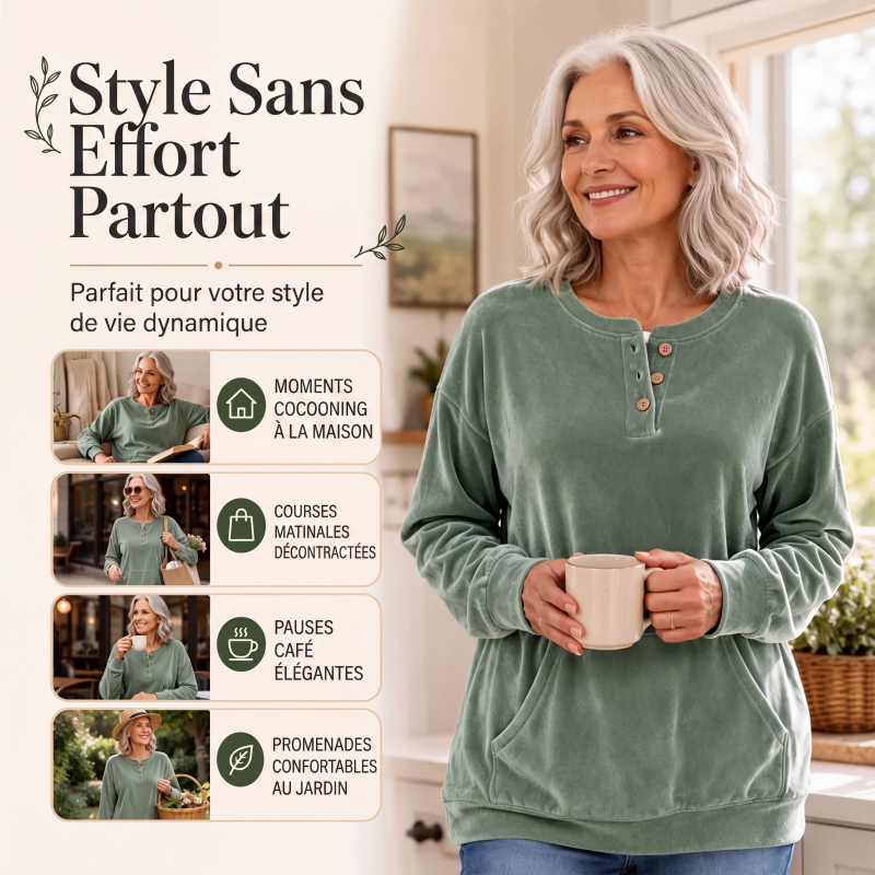 Sweat-shirt en velours doré pour femme
