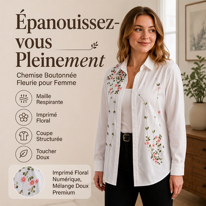 Chemise à manches longues à imprimé floral pour femmes