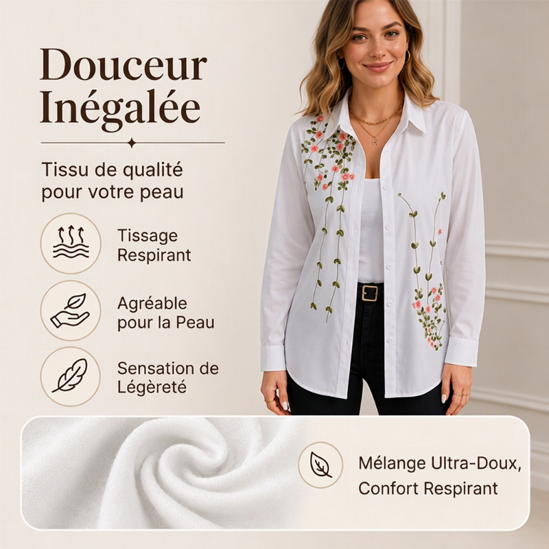 Chemise à manches longues à imprimé floral pour femmes