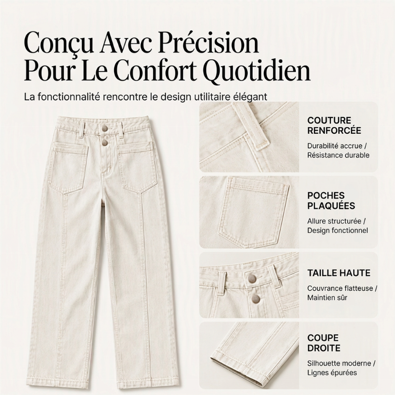 Pantalon décontracté à jambe droite pour femmes