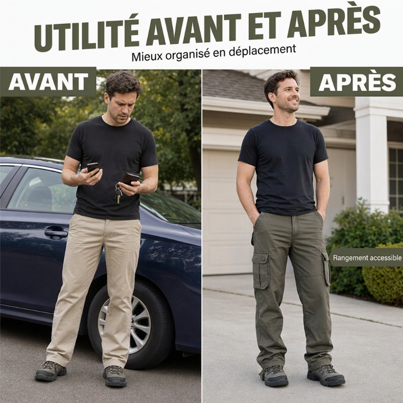 Pantalon cargo coupe décontractée pour homme avec multiples poches
