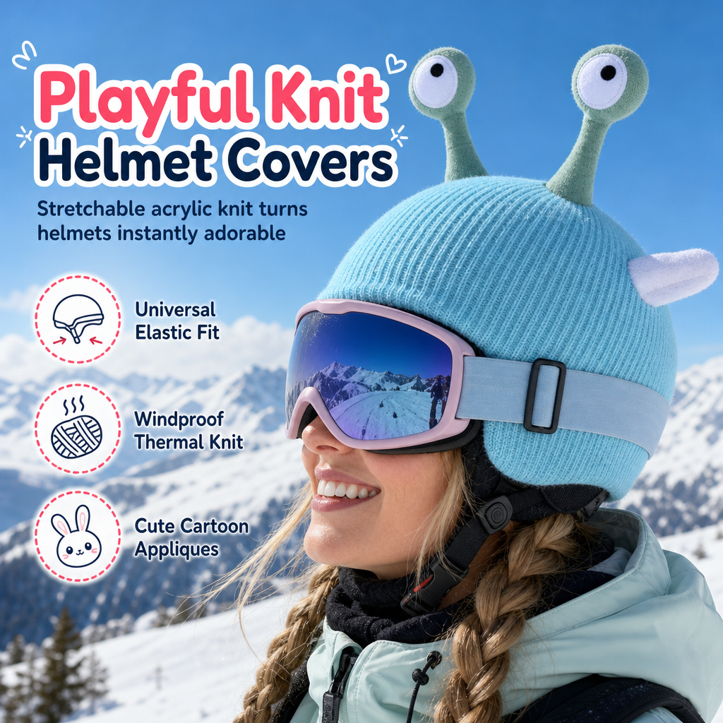 Housse de casque en maille mignonne à motif de dessin animé