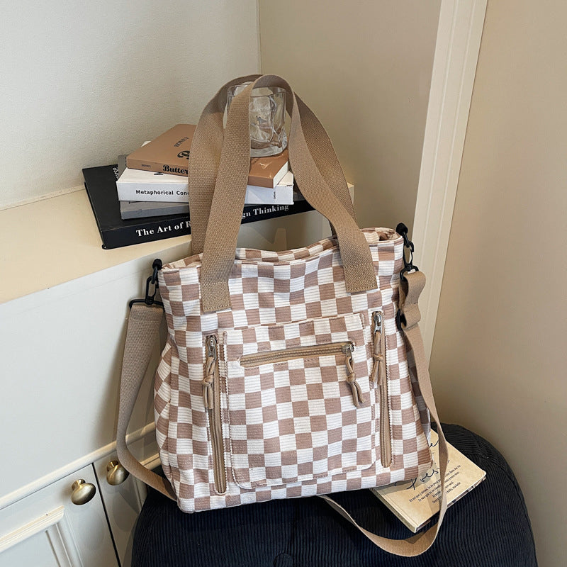 Casual Large Capacity Checkerboard Tote Bag