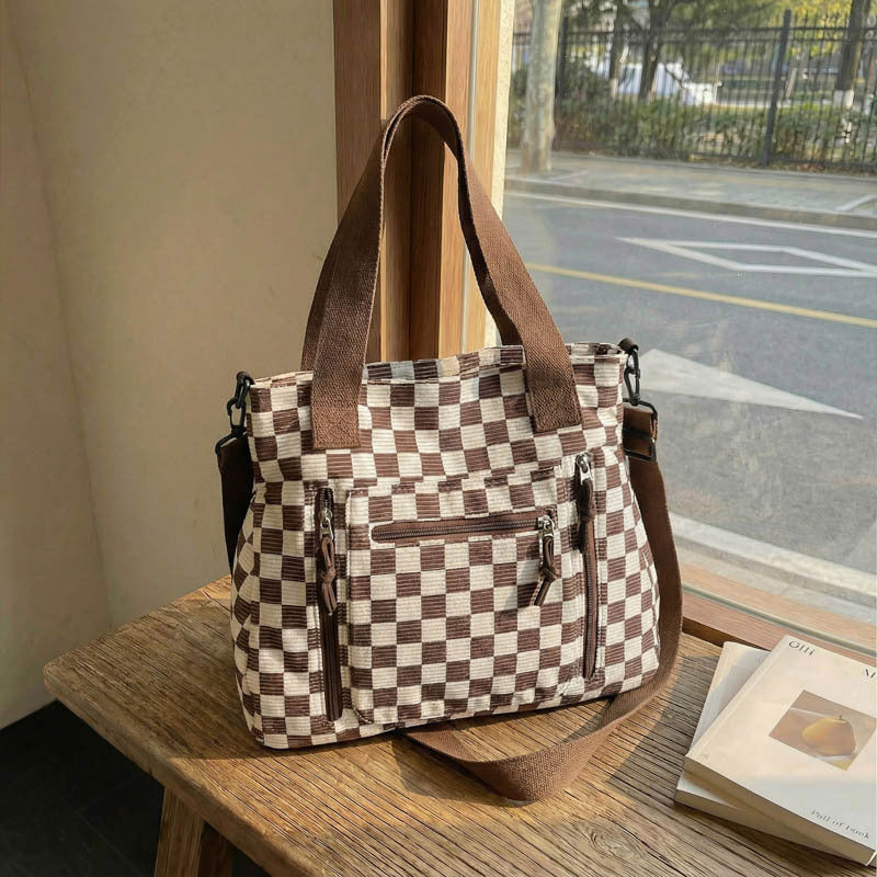 Casual Large Capacity Checkerboard Tote Bag