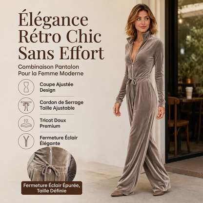 Combinaison en velours chic à col montant pour femme