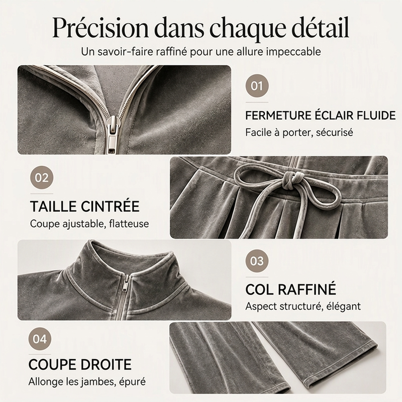 Combinaison en velours chic à col montant pour femme
