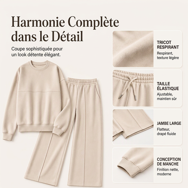 Ensemble sweat à col rond et pantalon de survêtement pour femme
