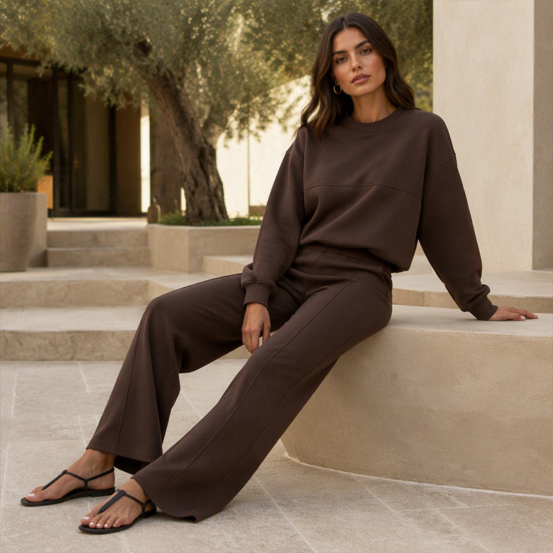Ensemble sweat à col rond et pantalon de survêtement pour femme