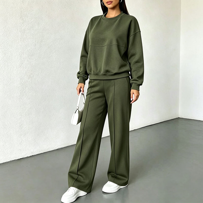 Ensemble sweat à col rond et pantalon de survêtement pour femme