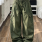 Pantalon cargo ample taille haute pour femme, jambes larges, poches utilitaires, coupe décontractée en mélange coton