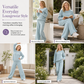 Women's Autumn Winter Ribbed Knit Two Piece Set Casual Long Sleeve Top and Wide Leg Pants