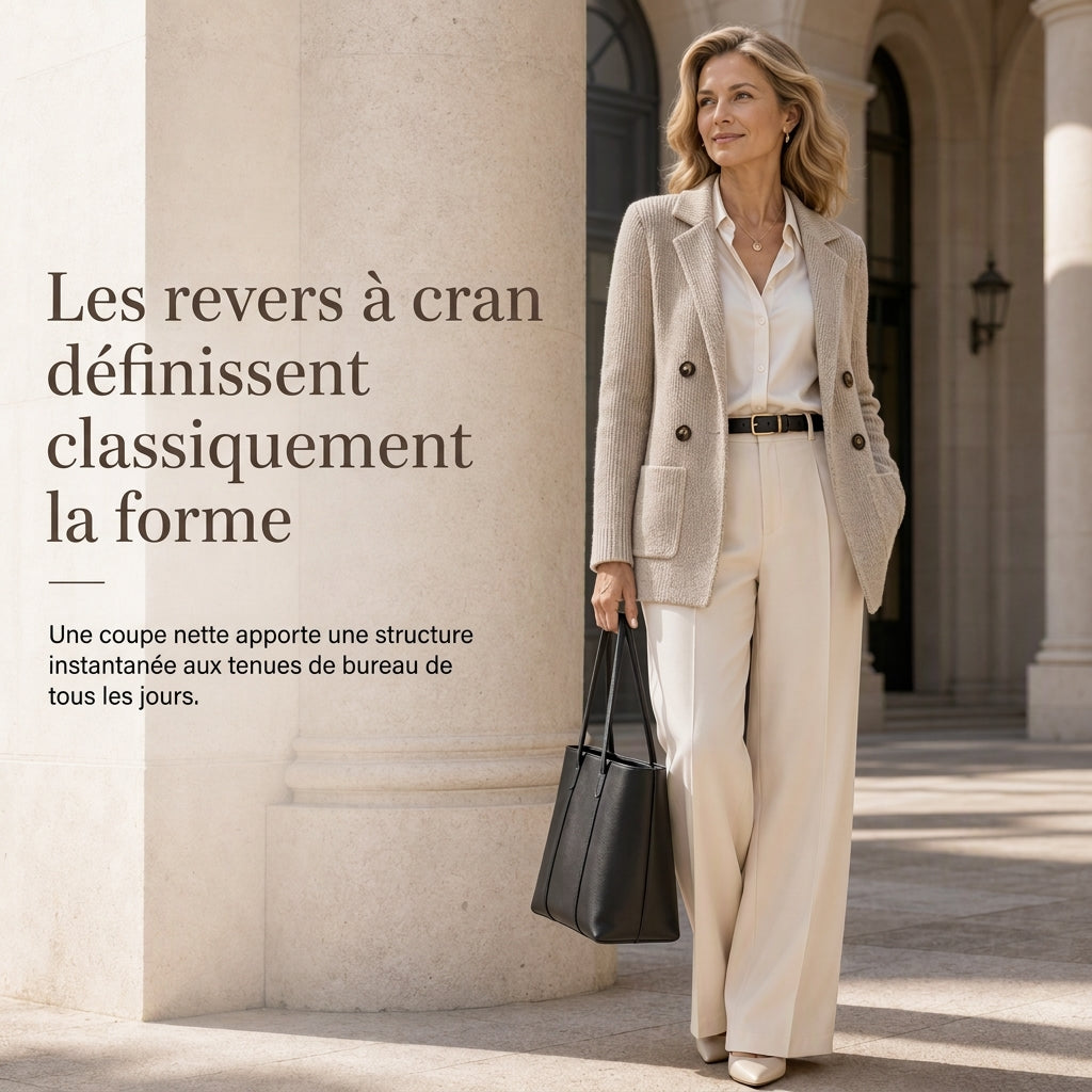 Cardigan en maille côtelée double boutonnage pour femme avec poches et col châle