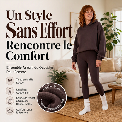 Ensemble femme décontracté et confortable : sweat à capuche + legging