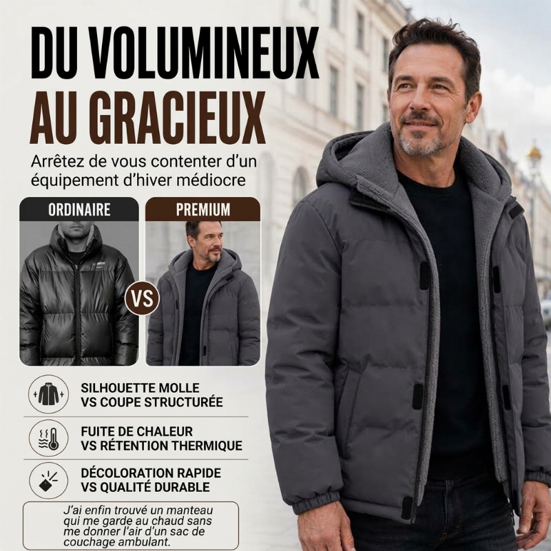 Veste à capuche thermique et coupe-vent d'hiver pour homme