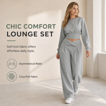 📢📢50 % DE RÉDUCTION !! ⏰& Livraison gratuite✈️Ensemble deux pièces composé d'un t-shirt à manches longues décontracté et sportif pour l'automne-hiver et d'un pantalon ample à taille croisée et jambes larges
