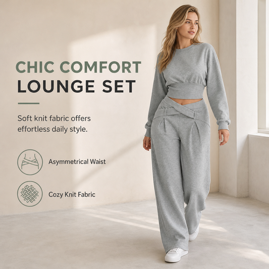 📢📢50 % DE RÉDUCTION !! ⏰& Livraison gratuite✈️Ensemble deux pièces composé d'un t-shirt à manches longues décontracté et sportif pour l'automne-hiver et d'un pantalon ample à taille croisée et jambes larges