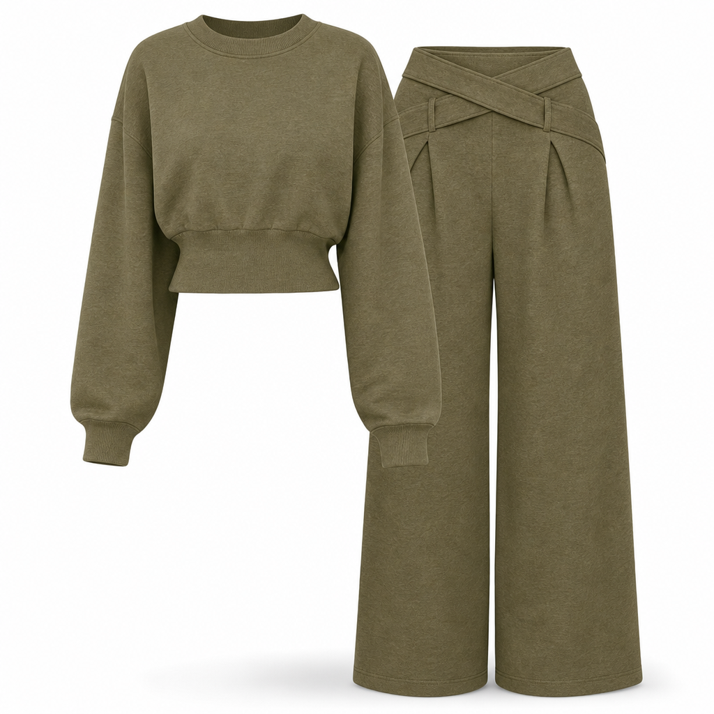 📢📢50 % DE RÉDUCTION !! ⏰& Livraison gratuite✈️Ensemble deux pièces composé d'un t-shirt à manches longues décontracté et sportif pour l'automne-hiver et d'un pantalon ample à taille croisée et jambes larges