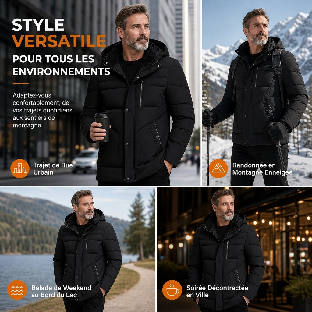 📢📢50 % DE RÉDUCTION !! ⏰Manteau d'hiver pour homme doublé polaire avec capuche amovible