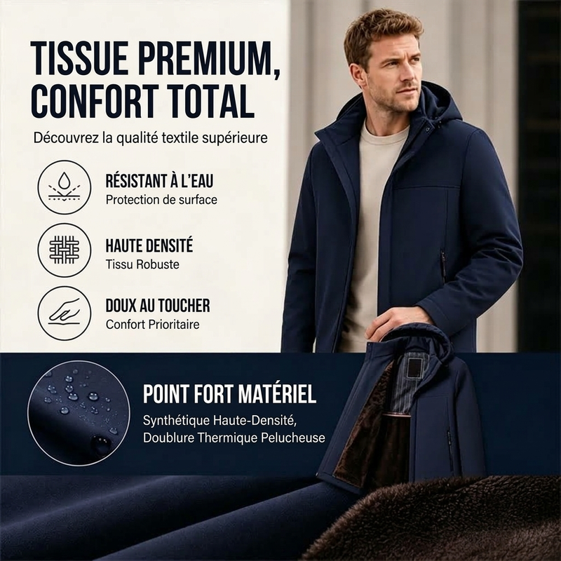 Veste à capuche doublée chaude pour homme, hiver