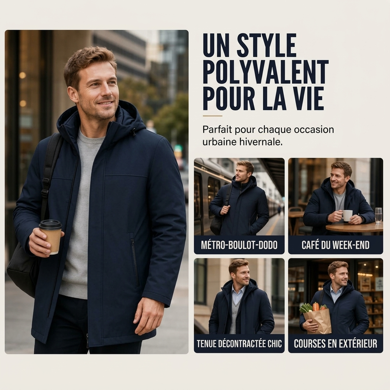 Veste à capuche doublée chaude pour homme, hiver