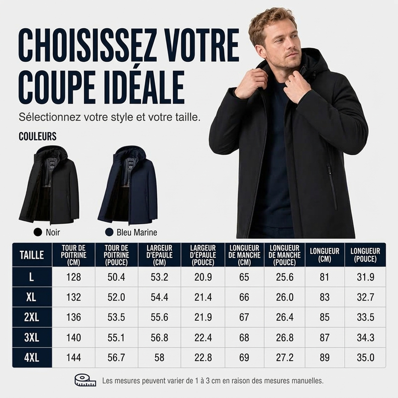 Veste à capuche doublée chaude pour homme, hiver
