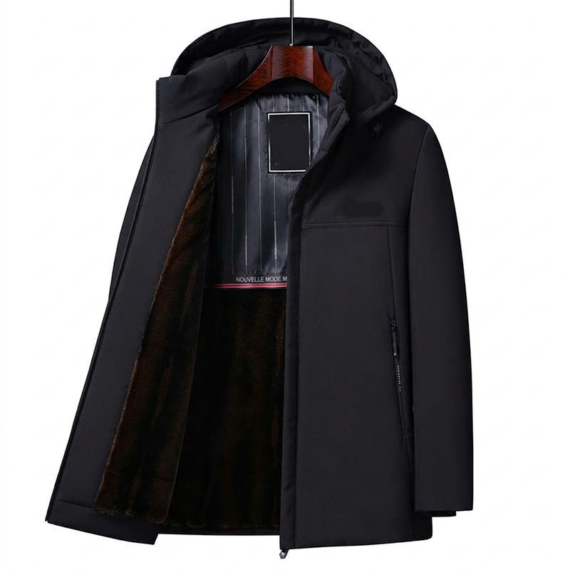 Veste à capuche doublée chaude pour homme, hiver