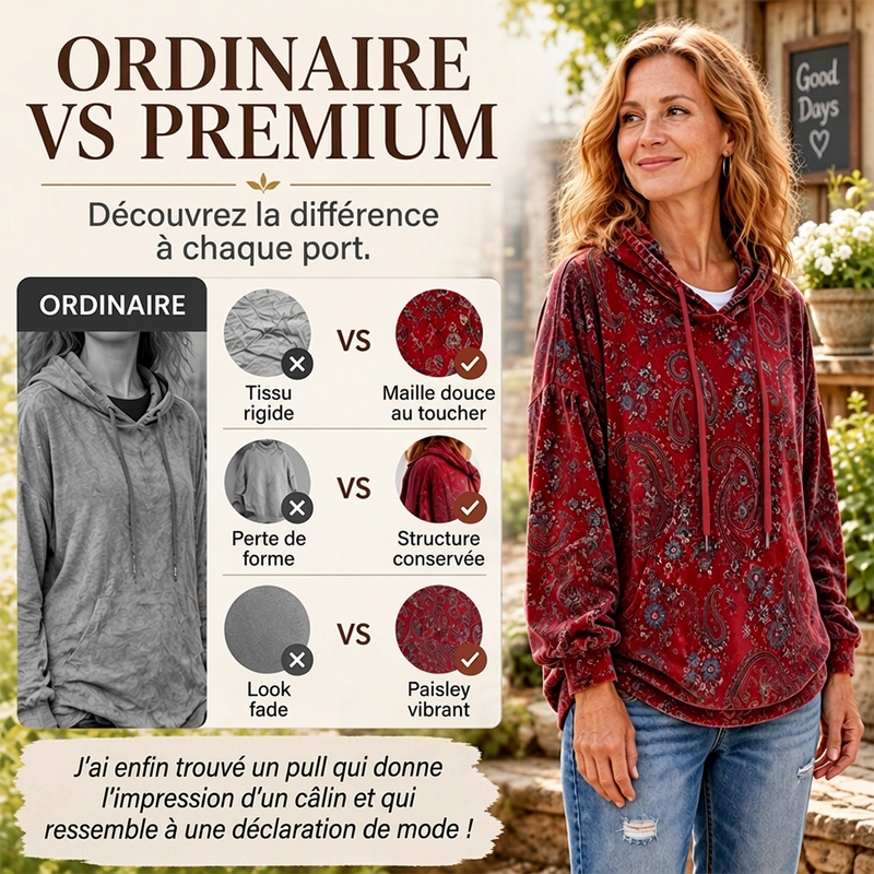 📢📢50 % DE RÉDUCTION !! ⏰Hoodie à capuche avec cordon de serrage et imprimé cachemire pour femme