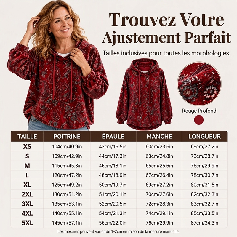 📢📢50 % DE RÉDUCTION !! ⏰Hoodie à capuche avec cordon de serrage et imprimé cachemire pour femme